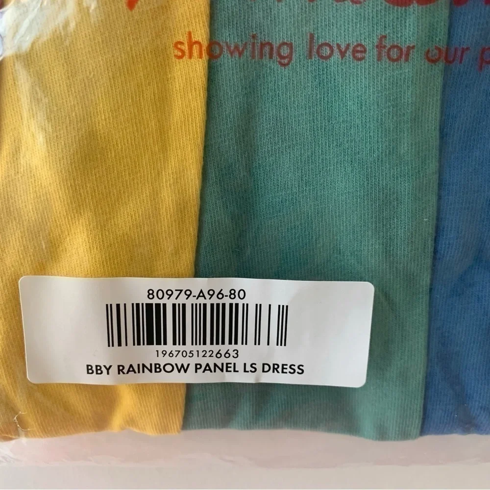 Hanna Andersson Baby Girl Long Sleeve Rainbow Panel Dress 12-18 M 2T 6-12 m